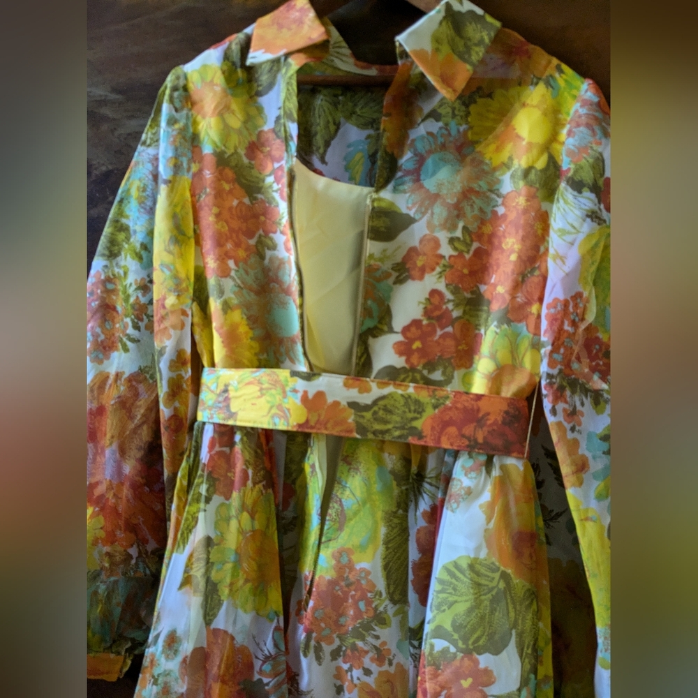 Vintage 1960 Sak’s Fifth Avenue chiffon belted rare dress - Picture 10 of 16